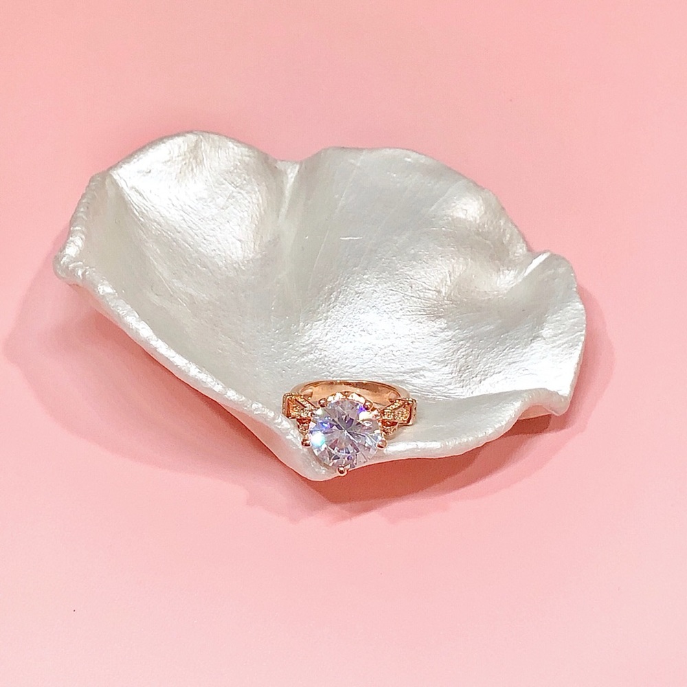 Rose Gold Plated Diamond Wedding Engagement Ring - Picture 6 of 11